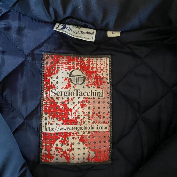 Women's Sergio‎ Tacchini Navy Blue Puffer Parka Coat Jacket Size L - Picture 3 of 10